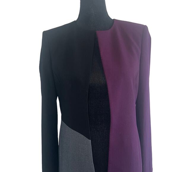 NWT $159 Calvin Klein Longline Color Block Topper Open Jacket Size 2 - Picture 5 of 12